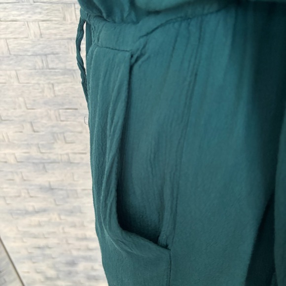 Mango Womens XS Shirt Dress Basics Green V‎ Neck Long Sleeve Drawstring Waist - Picture 5 of 9